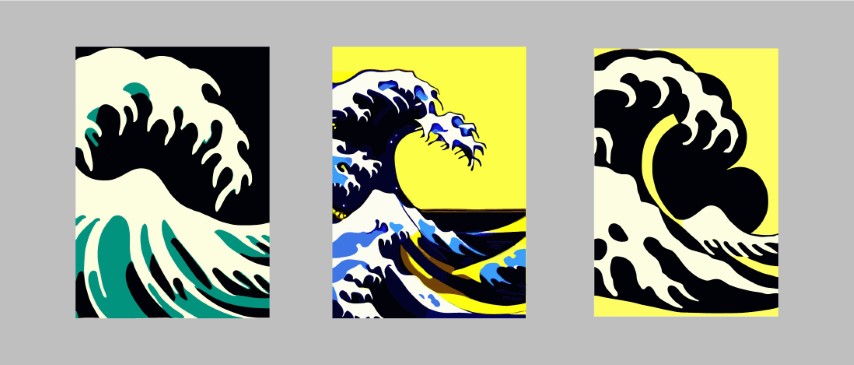 Great Japanese wave. Japanese Print Style Vector Illustration.